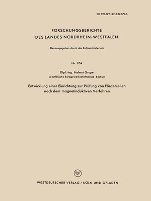 cover image of Entwicklung einer Einrichtung zur Prüfung von Förderseilen nach dem magnetinduktiven Verfahren